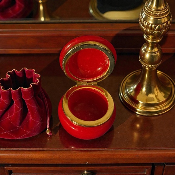 Vintage Authentic Italian Red Alabaster Trinket Box - Picture 3 of 8